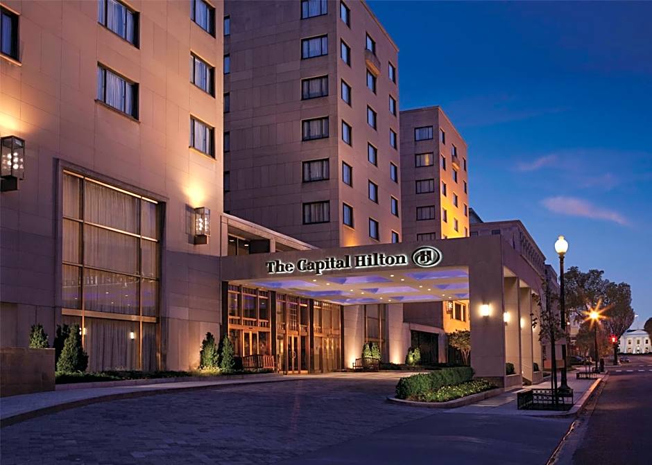 Outside front entrance of the Capital Hilton
